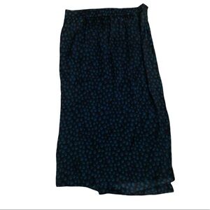 NWOT Tucker Silk Polka Dot High Slit Midi Skirt in Black and Blue Size Medium